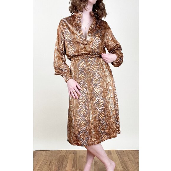 Vintage Union Made Matching Midi Skirt Blouse Shirt Set Suit Work Office Print - Picture 4 of 7